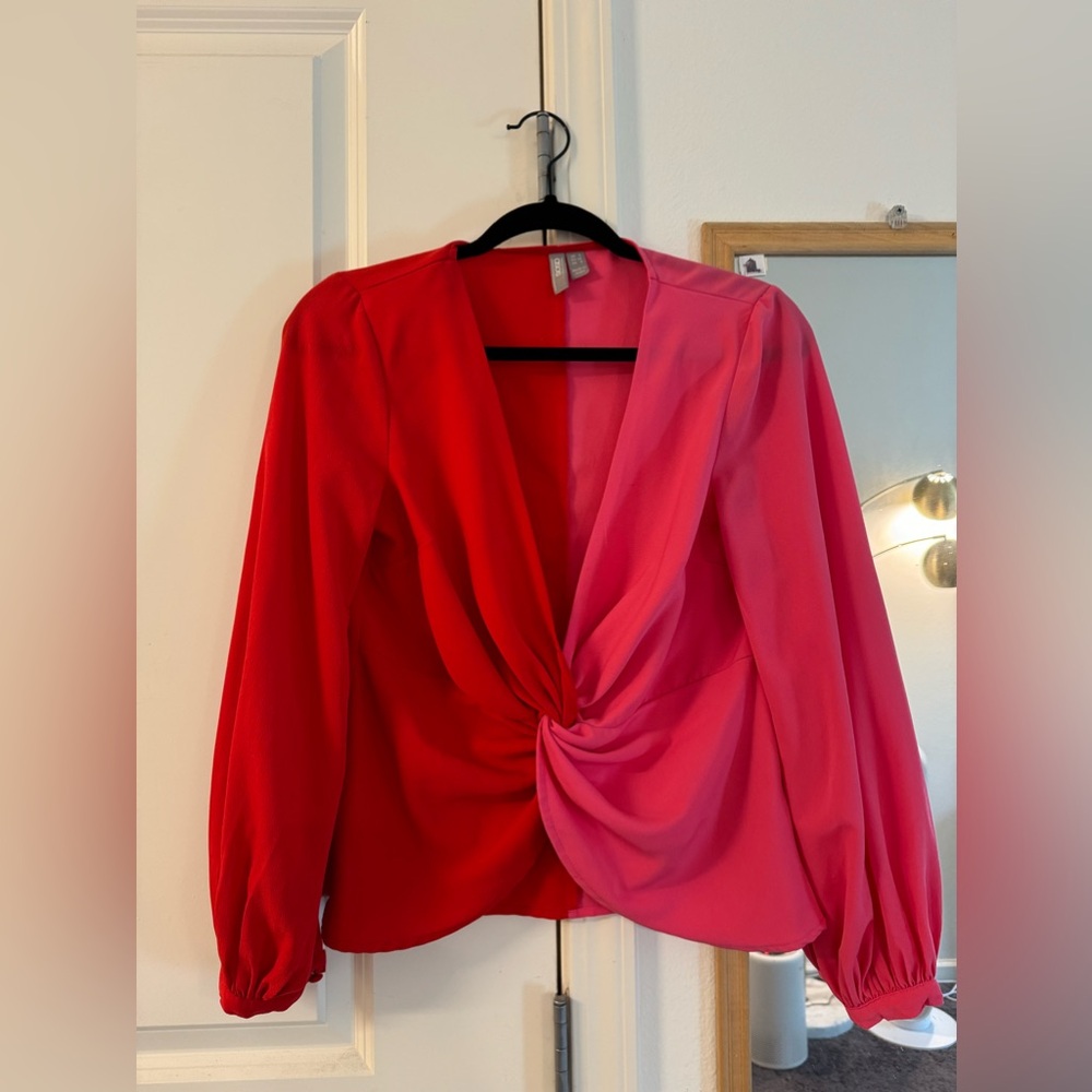 Asos two tones red/pink blouse size 2